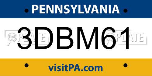 3DBM61 Pennsylvania License Plate