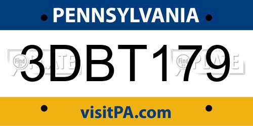 3DBT179 Pennsylvania License Plate