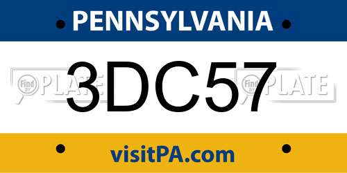 3DC57 Pennsylvania License Plate