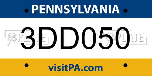 3DD050 Pennsylvania License Plate