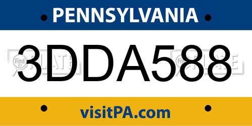 3DDA588 Pennsylvania License Plate