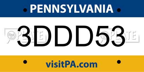 3DDD53 Pennsylvania License Plate
