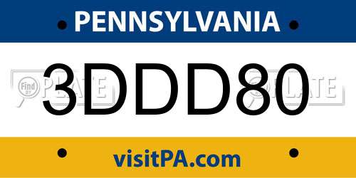 3DDD80 Pennsylvania License Plate