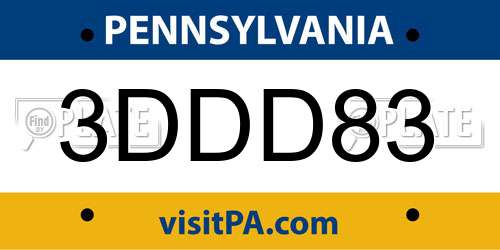3DDD83 Pennsylvania License Plate