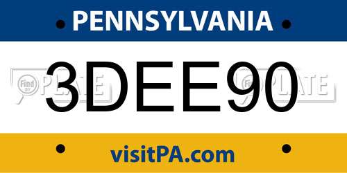 3DEE90 Pennsylvania License Plate