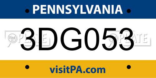 3DG053 Pennsylvania License Plate