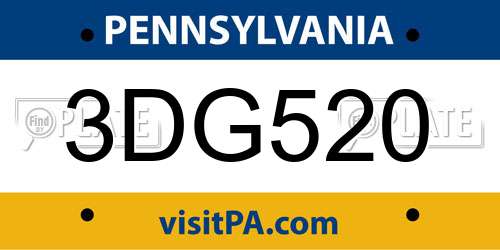 3DG520 Pennsylvania License Plate