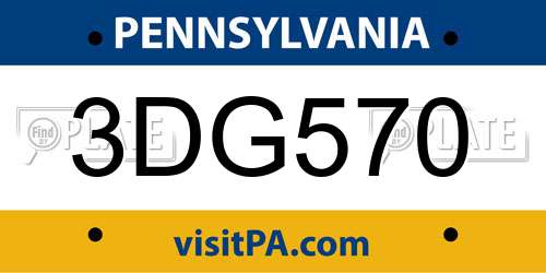 3DG570 Pennsylvania License Plate
