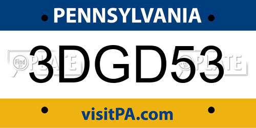 3DGD53 Pennsylvania License Plate