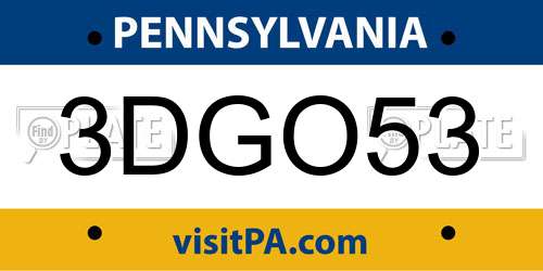 3DGO53 Pennsylvania License Plate