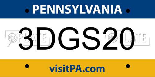 3DGS20 Pennsylvania License Plate