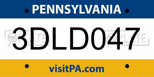 3DLD047 Pennsylvania License Plate