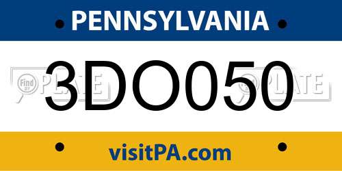 3DO050 Pennsylvania License Plate