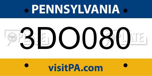 3DO080 Pennsylvania License Plate