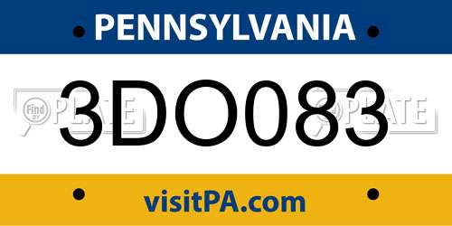 3DO083 Pennsylvania License Plate