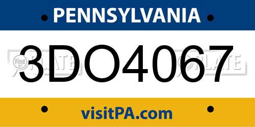 3DO4067 Pennsylvania License Plate