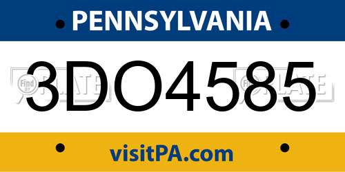 3DO4585 Pennsylvania License Plate