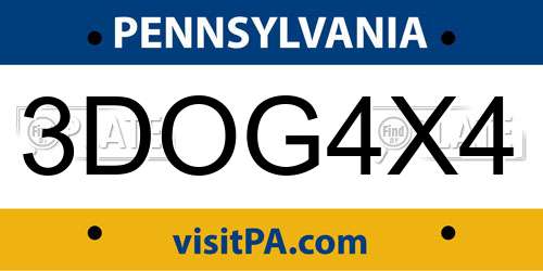 3DOG4X4 Pennsylvania License Plate