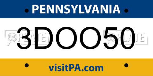 3DOO50 Pennsylvania License Plate