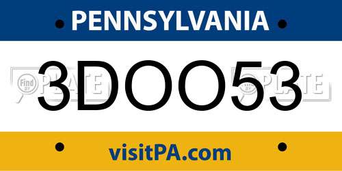 3DOO53 Pennsylvania License Plate