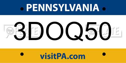 3DOQ50 Pennsylvania License Plate