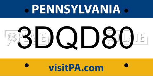 3DQD80 Pennsylvania License Plate