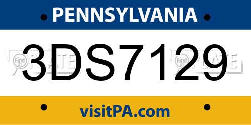 3DS7129 Pennsylvania License Plate