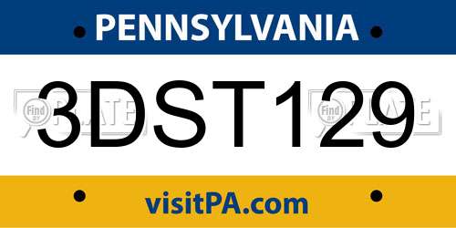 3DST129 Pennsylvania License Plate