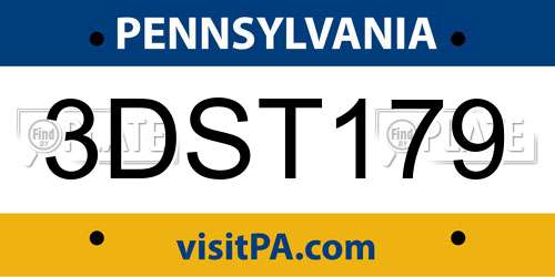 3DST179 Pennsylvania License Plate
