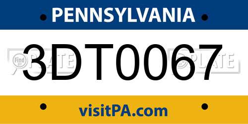 3DT0067 Pennsylvania License Plate