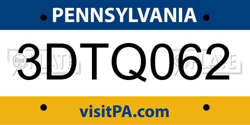 3DTQ062 Pennsylvania License Plate
