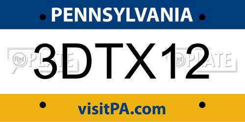 3DTX12 Pennsylvania License Plate
