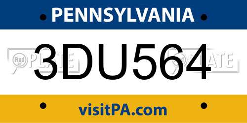 3DU564 Pennsylvania License Plate