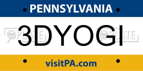 3DYOGI Pennsylvania License Plate