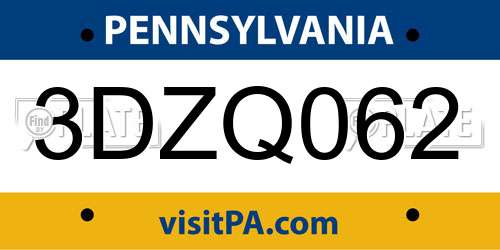3DZQ062 Pennsylvania License Plate