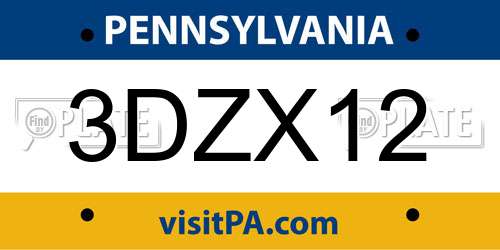 3DZX12 Pennsylvania License Plate