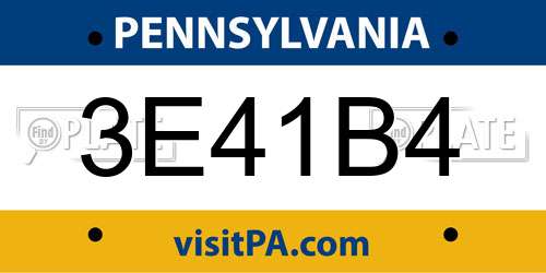 3E41B4 Pennsylvania License Plate