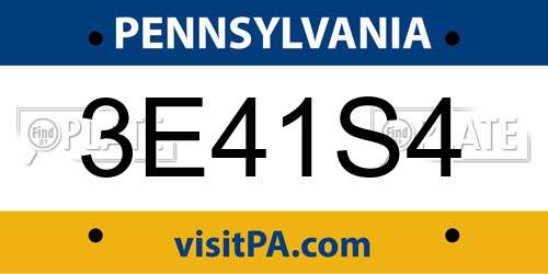 3E41S4 Pennsylvania License Plate