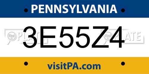 3E55Z4 Pennsylvania License Plate