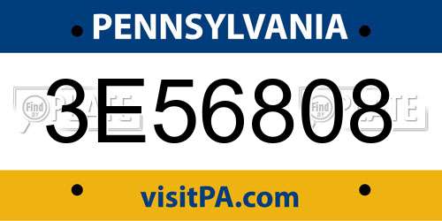 3E56808 Pennsylvania License Plate