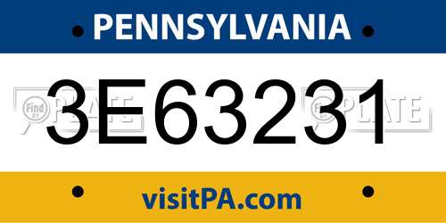 3E63231 Pennsylvania License Plate