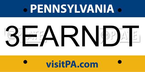3EARNDT Pennsylvania License Plate