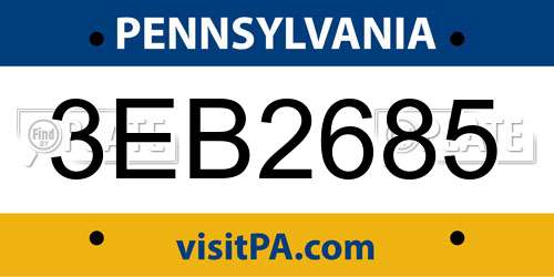 3EB2685 Pennsylvania License Plate
