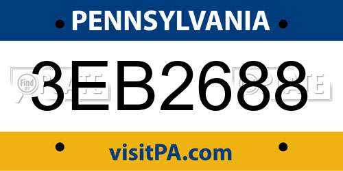 3EB2688 Pennsylvania License Plate