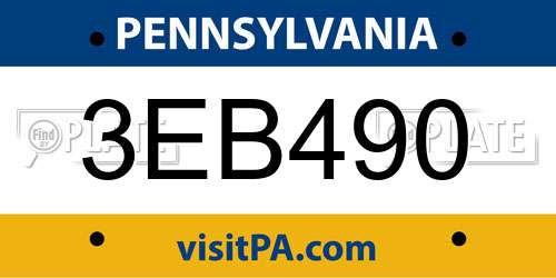 3EB490 Pennsylvania License Plate
