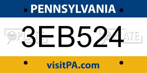 3EB524 Pennsylvania License Plate