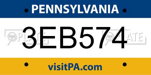 3EB574 Pennsylvania License Plate