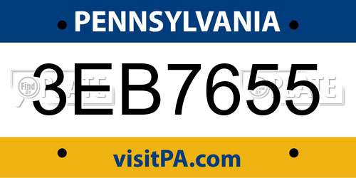 3EB7655 Pennsylvania License Plate