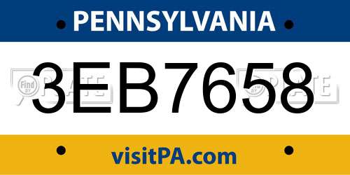 3EB7658 Pennsylvania License Plate