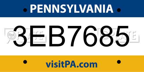3EB7685 Pennsylvania License Plate